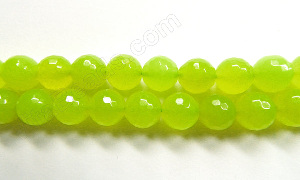 Neon Green Jade  -  Faceted Round 15"