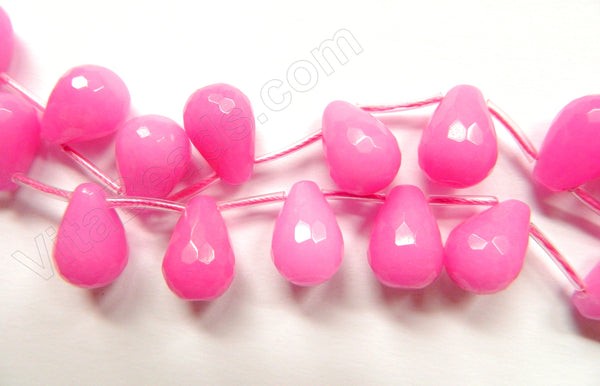 Pink Fuchsia Jade - 13x18mm Faceted Teardrop