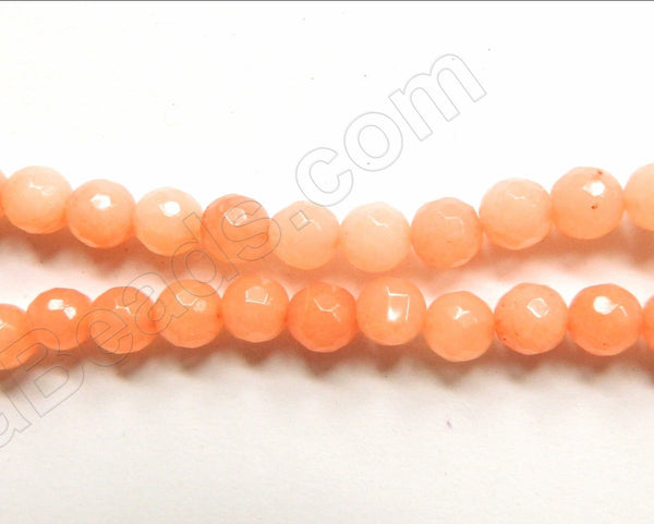 Light Yellow Peach Jade  -  Faceted Round  16"