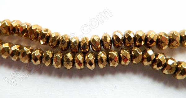 Gold Hematite  -  Faceted Rondel Buttons  15.5"