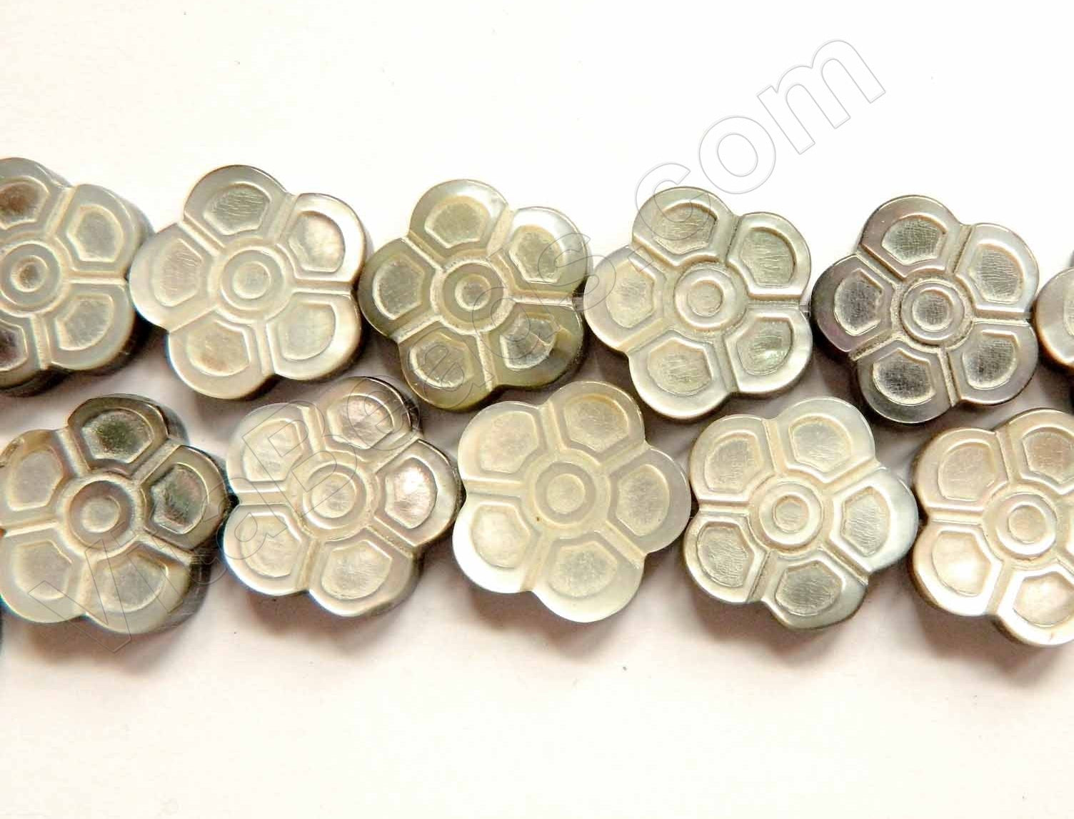 Mother of Pearl (Grey)  -  Carved Cherry Flowers  16"