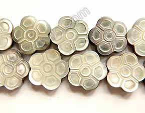 Mother of Pearl (Grey)  -  Carved Cherry Flowers  16"