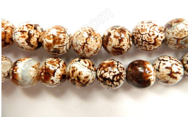 Coffee Fire Agate Light  -  Big Smooth Round Beads  15"