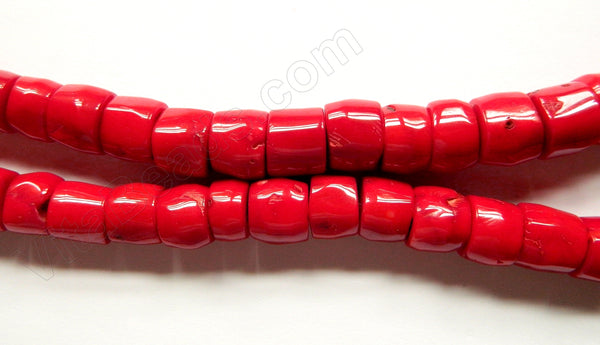 Red Bamboo Coral A -  Graduated Smooth Drum Nuggets 14"  