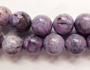 Purple Brazilian Agate  -  Big Smooth Round Beads  16"