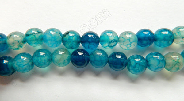 Blue Fire Agate  -  Smooth Round Beads  15"