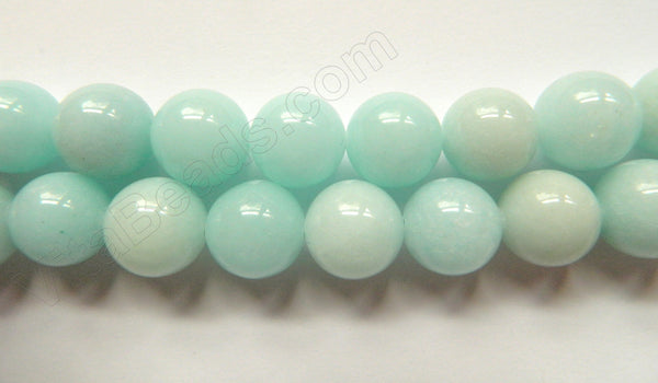 Light Blue Amazonite Jade  -  Smooth Round Beads
