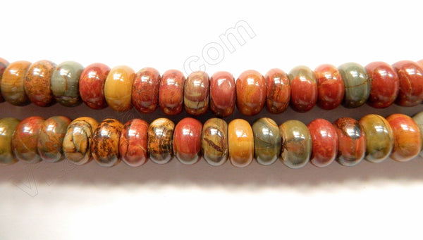 Fire Impression Jasper  -  Smooth Rondels  16"