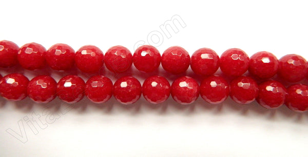 Dark Red Jade  -  128 Faceted Round  16"