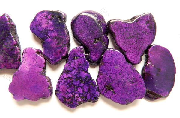 Deep Purple Crack Turquoise - Graduated Irregular Top-drilled Slabs  14"