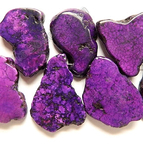 Deep Purple Crack Turquoise - Graduated Irregular Top-drilled Slabs  14"