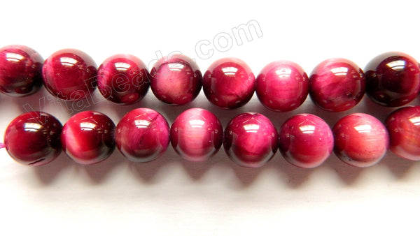 Fuchsia Tiger Eye AAA  - Smooth Round Beads 16"