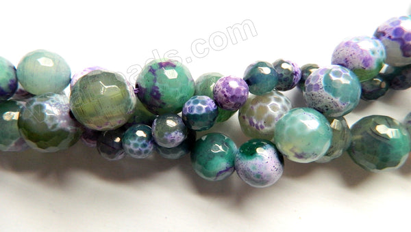 Purple Green Mixed Fire Agate  -  Faceted Round 14"