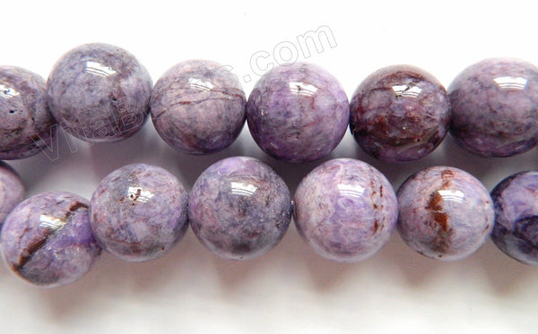 Purple Brazilian Agate  -  Big Smooth Round Beads  16"