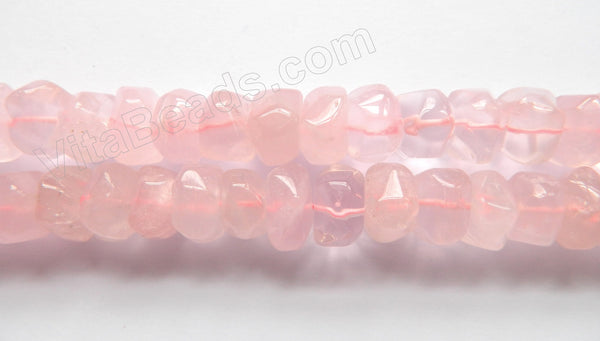 Rose Quartz  -  Big Smooth Cut Rondels  16"    8 x 14 mm