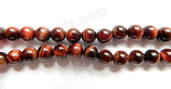 Red Tiger Eye AAA  -  Smooth Round Beads  16"