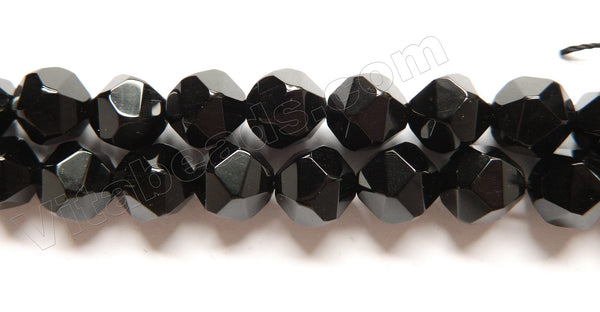 Black Onyx AAA  -  Rose Cut Faceted Round 16"