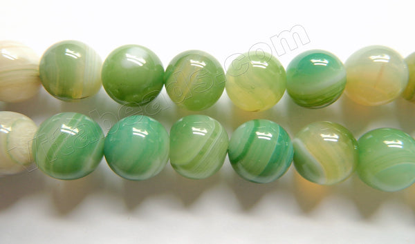 Light Green Sardonix Agate  -  Smooth Round Beads  16"