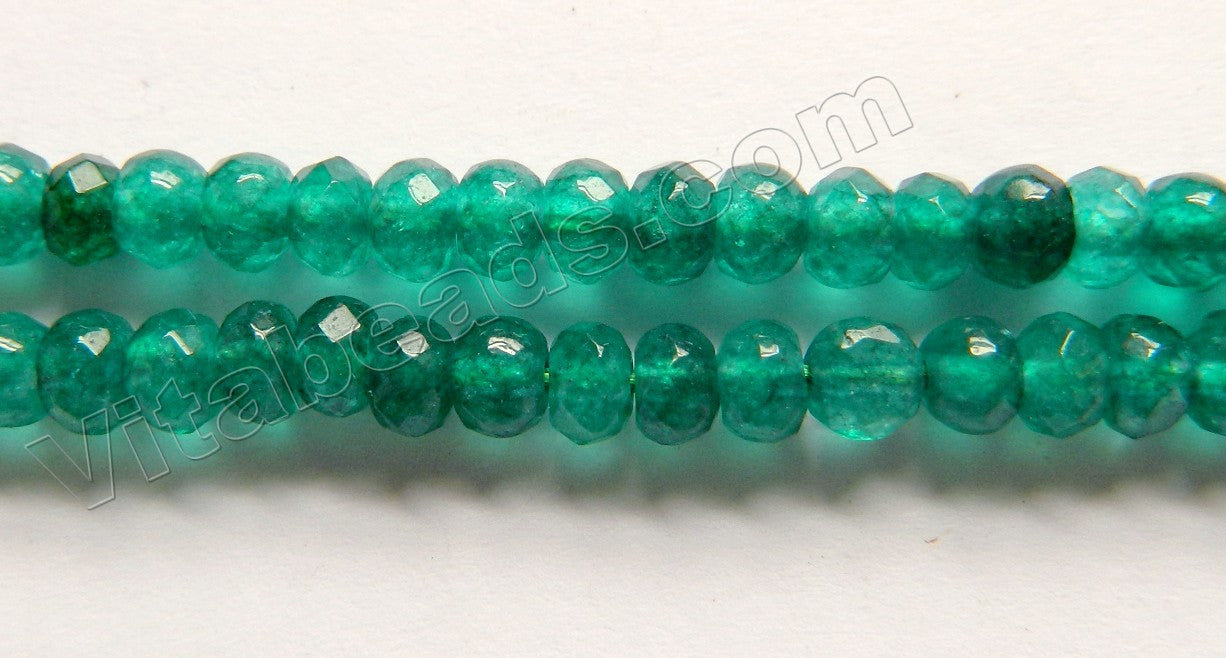 Emerald Green Jade  -  Faceted Rondel  14"