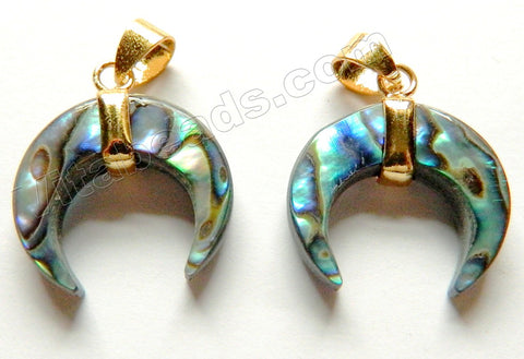 Abalone Shell - Smooth Horseshoe Pendant w/ Gold Bail