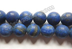 Matte Lapis Lazuli  -  Smooth Round Beads  16"