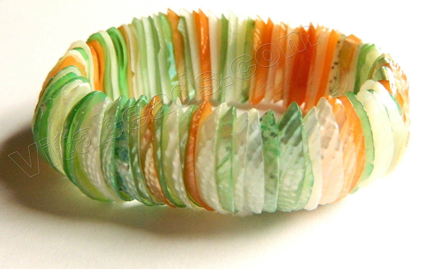 Shell  - Green / Pink Long Tooth Bracelet