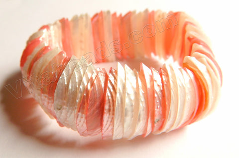 Shell  - Pink / White  Long Tooth Bracelet