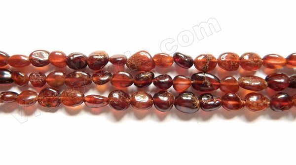 Natural Orange Garnet  -  Small Smooth Tumble Nuggets 16"