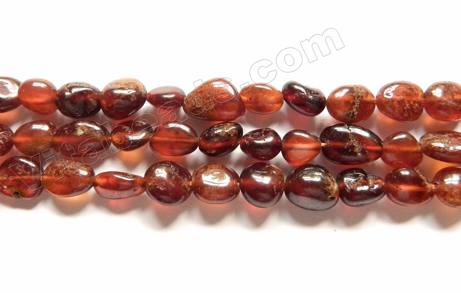 Natural Orange Garnet  -  Small Smooth Tumble Nuggets 16"