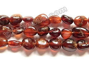 Natural Orange Garnet  -  Small Smooth Tumble Nuggets 16"