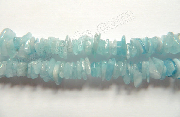 Aquamarine Natural A  -  Center Drilled Chip Saucer Beads  16"