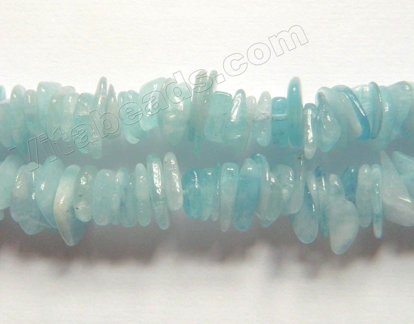 Aquamarine Natural A  -  Center Drilled Chip Saucer Beads  16"