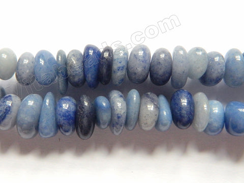 Mixed Blue Aventurine  -  Center Drilled Saucer Beads 16"