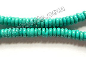 Deep Blue Green Chinese Turquoise  -  Small Thin Wheel Beads 15"