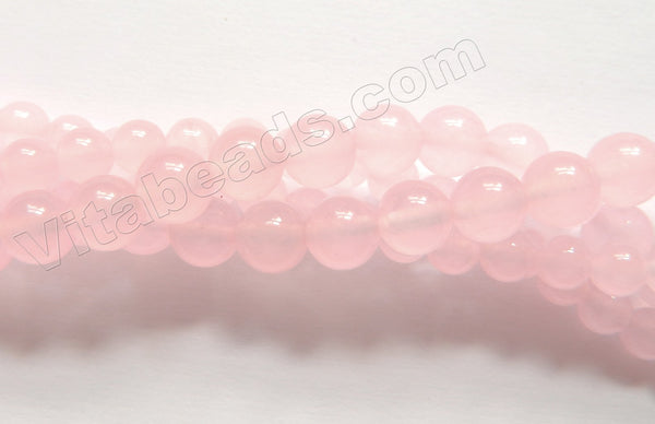 Light Rose Malay Jade  -  Smooth Round Beads 16"