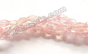    Pink Peach Crystal  -  Small Faceted Rice  15"