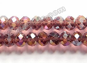Mystic Plated Red Fluorite Crystal Quartz  -  Faceted Rondel  16"