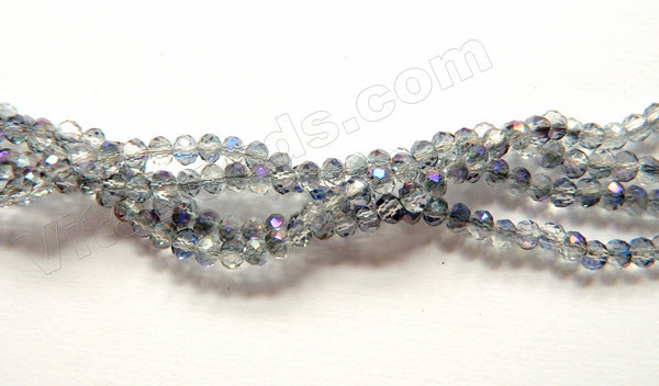 Half Purple Blue Plated Grey Crystal Quartz  -  Faceted Rondel  16"