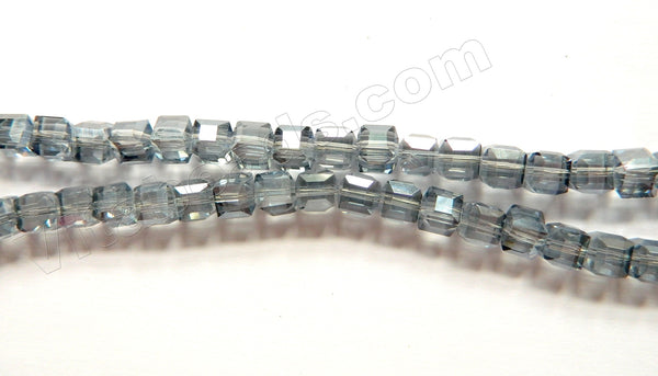 Plated Dark Grey Crystal Quartz  -  Double Edge Faceted Cubes  14"   
