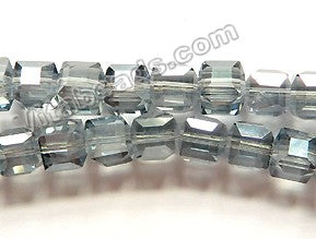 Plated Dark Grey Crystal Quartz  -  Double Edge Faceted Cubes  14"   