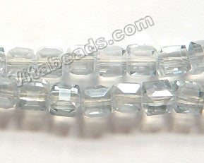 Plated Light Grey Crystal Quartz  -  Double Edge Faceted Cubes  14"  