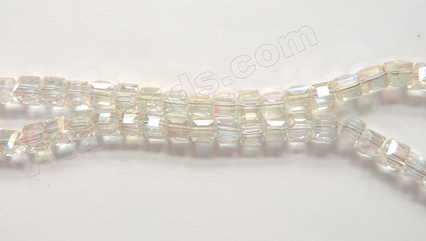 AB Plated Clear Crystal Quartz  -  Double Edge Faceted Cubes  14"   