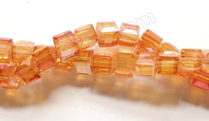 AB Plated Amber Crystal Quartz  -  Double Edge Faceted Cubes  14"   