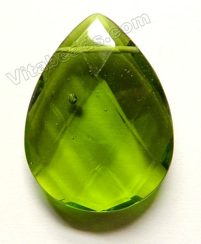 Faceted Pendant - Briolette Dark Green Crystal Qtz