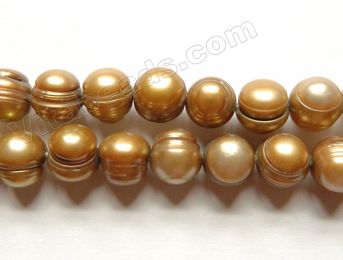 Fresh Water Pearls  -  Golden Brown Acorn Potato 16"