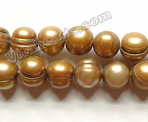 Fresh Water Pearls  -  Golden Brown Acorn Potato 16"