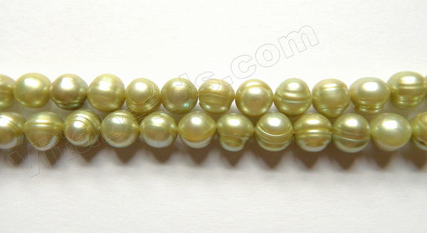 Fresh Water Pearls  -  Light Olive Green Acorn Potato 16"