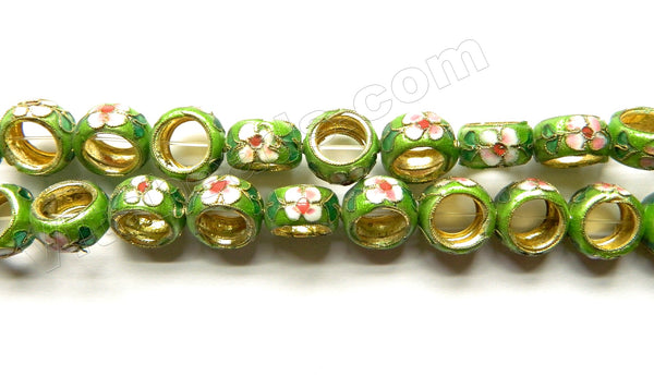 Cloisonné Beads - Donut  Beads   Color: Green