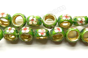 Cloisonné Beads - Donut  Beads   Color: Green