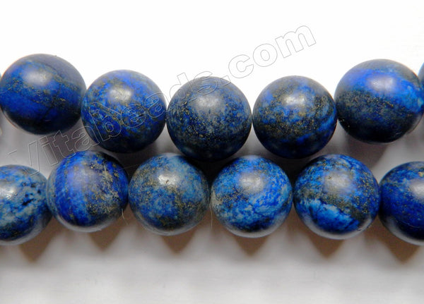 Matte Lapis Lazuli  -  Smooth Round Beads  16"